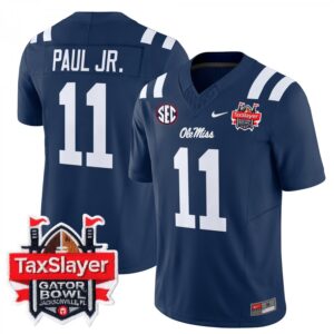 Chris Paul Jr.  #11 Ole Miss Rebels Gator Bowl Patch Vapor   Navy