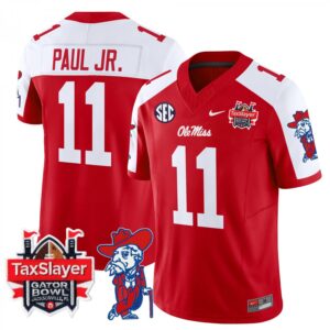 Chris Paul Jr.  #11 Ole Miss Rebels Gator Bowl Patch Vapor   Red Alternate