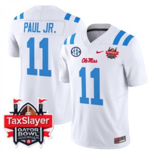 Chris Paul Jr.  #11 Ole Miss Rebels Gator Bowl Patch Vapor   White