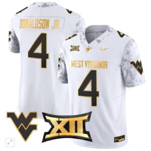 CJ Donaldson Jr.  #4  West Virginia Mountaineers Vapor Patch   White Gold