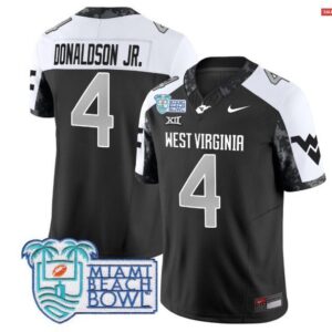 CJ Donaldson JR.  #4 West Virginia Mountaineers 2025 Miami Beach Bowl Vapor  Black Al