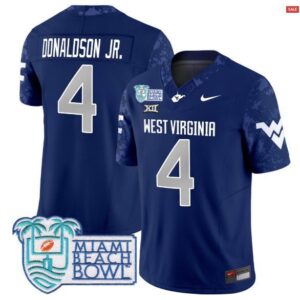CJ Donaldson Jr.  #4 West Virginia Mountaineers 2025 Miami Beach Bowl Vapor  Navy