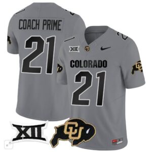 Coach Prime  #21  Colorado Buffaloes Vapor Big 12 Patch   - Gray
