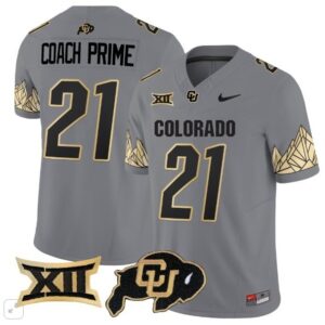 Colorado Buffaloes Coach Prime  #21 Vapor Big 12 Patch   - Gray