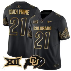 Colorado Buffaloes Coach Prime  #21 Vapor Big 12 Patch   Black Gold