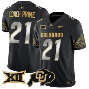 Colorado Buffaloes Coach Prime  #21 Vapor Big 12 Patch   Black Limited