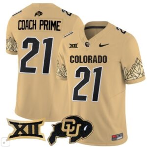 Colorado Buffaloes Coach Prime  #21 Vapor Big 12 Patch   Gold