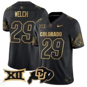 Colorado Buffaloes Micah Welch  #29 Vapor Big 12 Patch   Black Gold