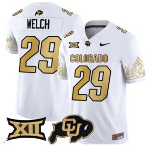 Colorado Buffaloes Micah Welch  #29 Vapor Big 12 Patch   White Gold