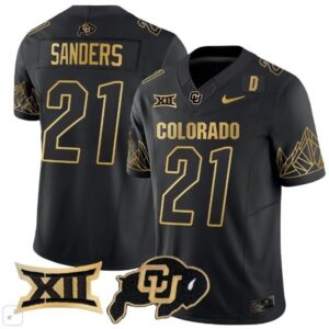 Colorado Buffaloes Shedeur Sanders  #21 Vapor Big 12 Patch   Black Gold