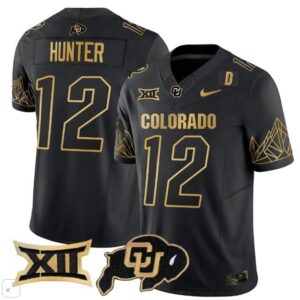 Colorado Buffaloes Travis Hunter  #12 Vapor Big 12 Patch   Black Gold
