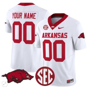 Custom  Arkansas Razorbacks Home Vapor Patch College   White