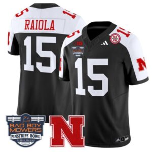 D. Raiola  #15 Nebraska Cornhuskers 2025 Pinstripe Bowl B1G   Black Alternate