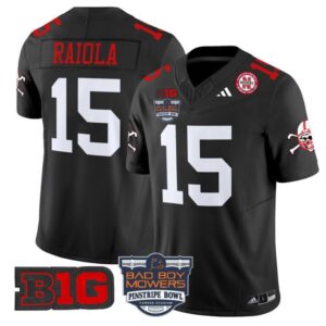 D. Raiola  #15 Nebraska Cornhuskers 2025 Pinstripe Bowl B1G Patch   Black