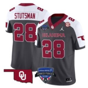 D. Stutsman  #28 Oklahoma Sooners 2025 Armed Forces Bowl Patch   Anthracite A