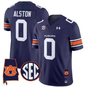 Damari Alston  #0 Auburn Tigers Alabama Patch Vapor SEC   Navy