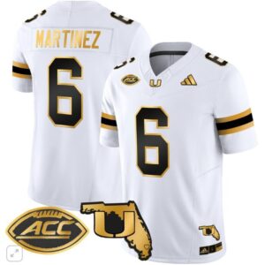 Damien Martinez  #6 Miami Hurricanes Vapor ACC Patch   White Gold