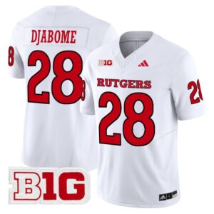 Dariel Djabome  #28 Rutgers Scarlet Knights Vapor Patch College   White
