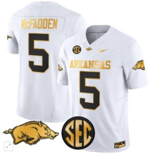 Darren McFadden  #5 Arkansas Razorbacks Home Vapor Patch   White Gold