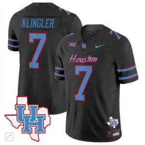 David Klingler  #7 Houston Cougars Oilers Inspired Vapor Map   Black
