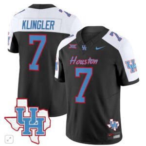 David Klingler  #7 Houston Cougars Oilers Inspired Vapor Map   Black Alternate
