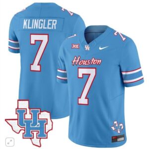 David Klingler  #7 Houston Cougars Oilers Inspired Vapor Map   Blue