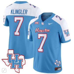 David Klingler  #7 Houston Cougars Oilers Inspired Vapor Map   Blue Alternate