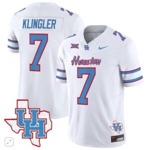 David Klingler  #7 Houston Cougars Oilers Inspired Vapor Map Patch   White