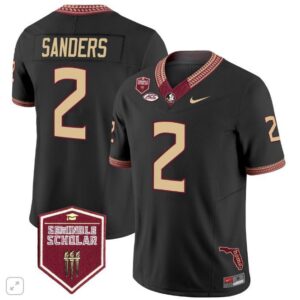 Deion Sanders  #2 Florida State Seminoles Scholar Patch Vapor   Black