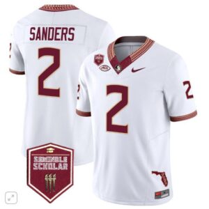 Deion Sanders  #2 Florida State Seminoles Scholar Patch Vapor   White