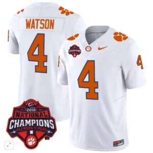 Deshaun Watson  #4 Clemson Tigers National Champions Patch Vapor  All  White