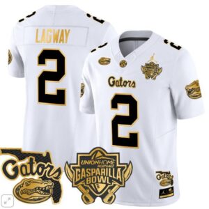 DJ Lagway  #2 Florida Gators Gasparilla Bowl Patch Vapor   White Gold