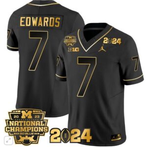 Donovan Edwards  #7 Michigan Wolverines 2024 CFP National Champions Vapor  Black Gold