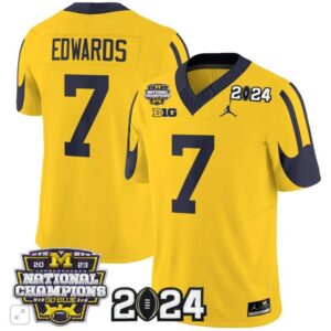 Donovan Edwards  #7 Michigan Wolverines 2024 CFP National Champions Vapor  Gold
