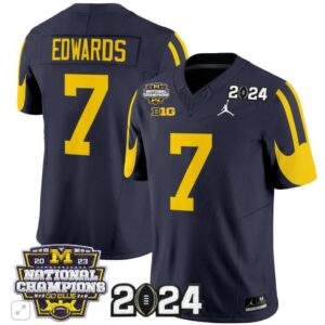 Donovan Edwards  #7 Michigan Wolverines 2024 CFP National Champions Vapor  Navy