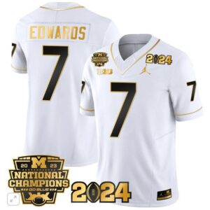 Donovan Edwards  #7 Michigan Wolverines 2024 CFP National Champions Vapor  White Gold