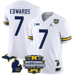 Donovan Edwards  #7 Michigan Wolverines National Champions Vapor Map   White