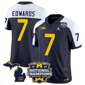Donovan Edwards  #7 Michigan Wolverines National Champions Vapor Map  Navy Alternate