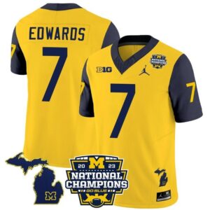 Donovan Edwards  #7 Michigan Wolverines National Champions Vapor Map  Sleeves Navy
