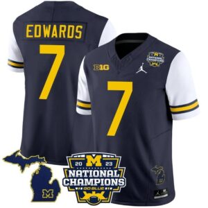 Donovan Edwards  #7 Michigan Wolverines National Champions Vapor Map  Sleeves White
