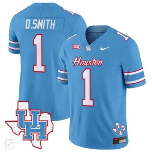 Donovan Smith  #1 Houston Cougars Oilers Inspired Vapor Map   Blue