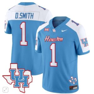Donovan Smith  #1 Houston Cougars Oilers Inspired Vapor Map   Blue Alternate