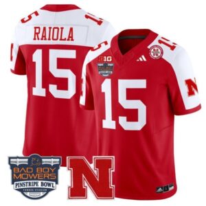 Dylan Raiola  #15 Nebraska Cornhuskers 2025 Pinstripe Bowl B1G   Red Alternate