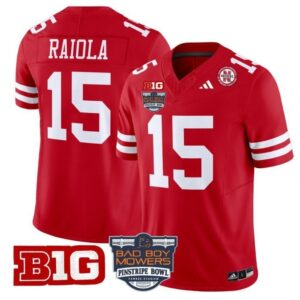 Dylan Raiola  #15 Nebraska Cornhuskers 2025 Pinstripe Bowl B1G Patch   Red