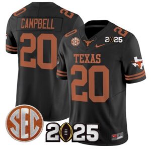 Earl Campbell  #20 Texas Longhorns 2025 CFP Final Patch   Black