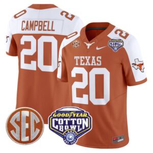 Earl Campbell  #20 Texas Longhorns Cotton Bowl Patch   Orange Alternate