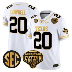 Earl Campbell  #20 Texas Longhorns Cotton Bowl Patch College   White Gold