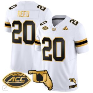 Ed Reed  #20 Miami Hurricanes Vapor ACC Patch   White Gold