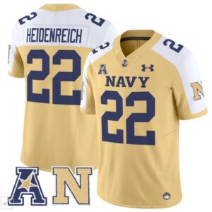 Eli Heidenreich  #22 Navy Midshipmen Vapor Patch College   Gold Alternate