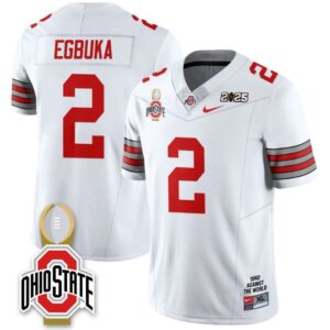 Emeka Egbuka  #2 Ohio State Buckeyes 2025 National Champions   White